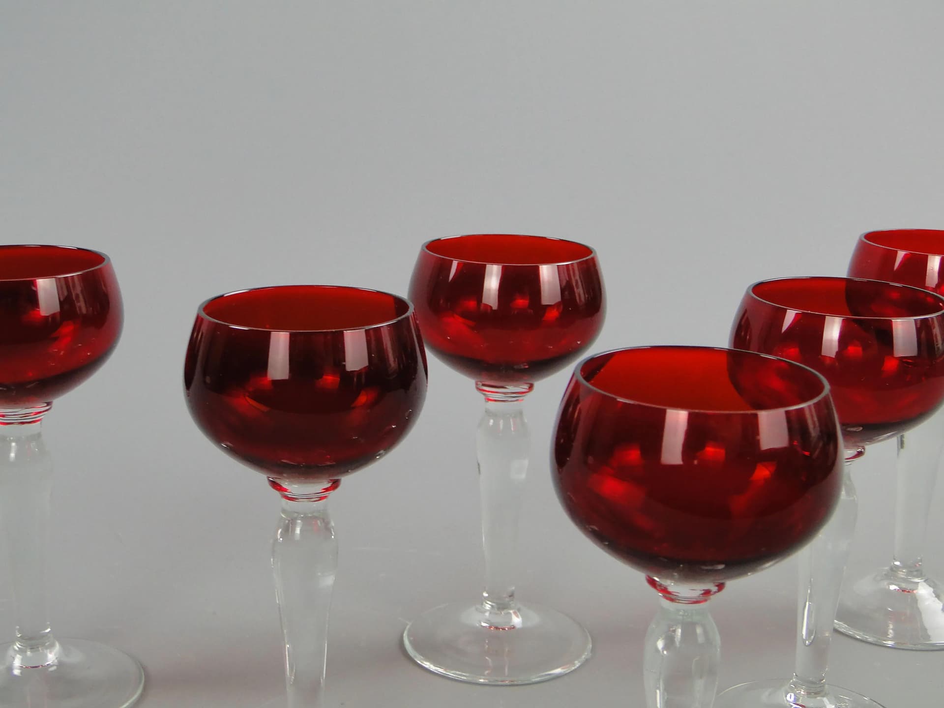 Set of liqueur glasses, ruby, glass, Denmark, 1960s - 11037