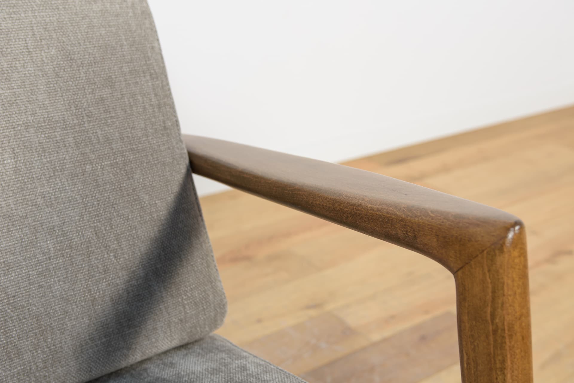 Armchair 300-139, grey, beech walnut, Swarzędzka Fabryka Mebli, Poland, 1960s. - 168386