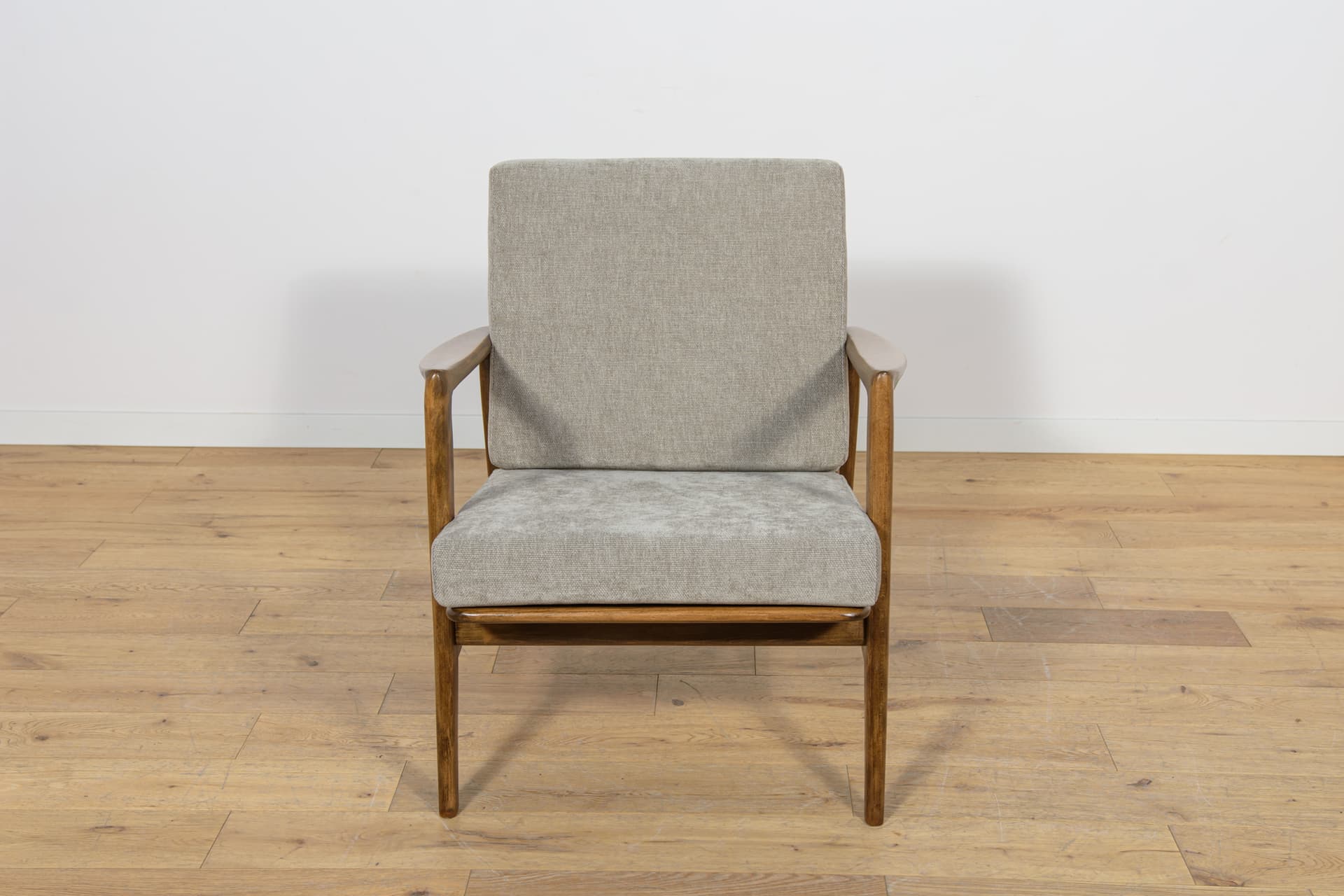 Armchair 300-139, grey, beech walnut, Swarzędzka Fabryka Mebli, Poland, 1960s. - 168380
