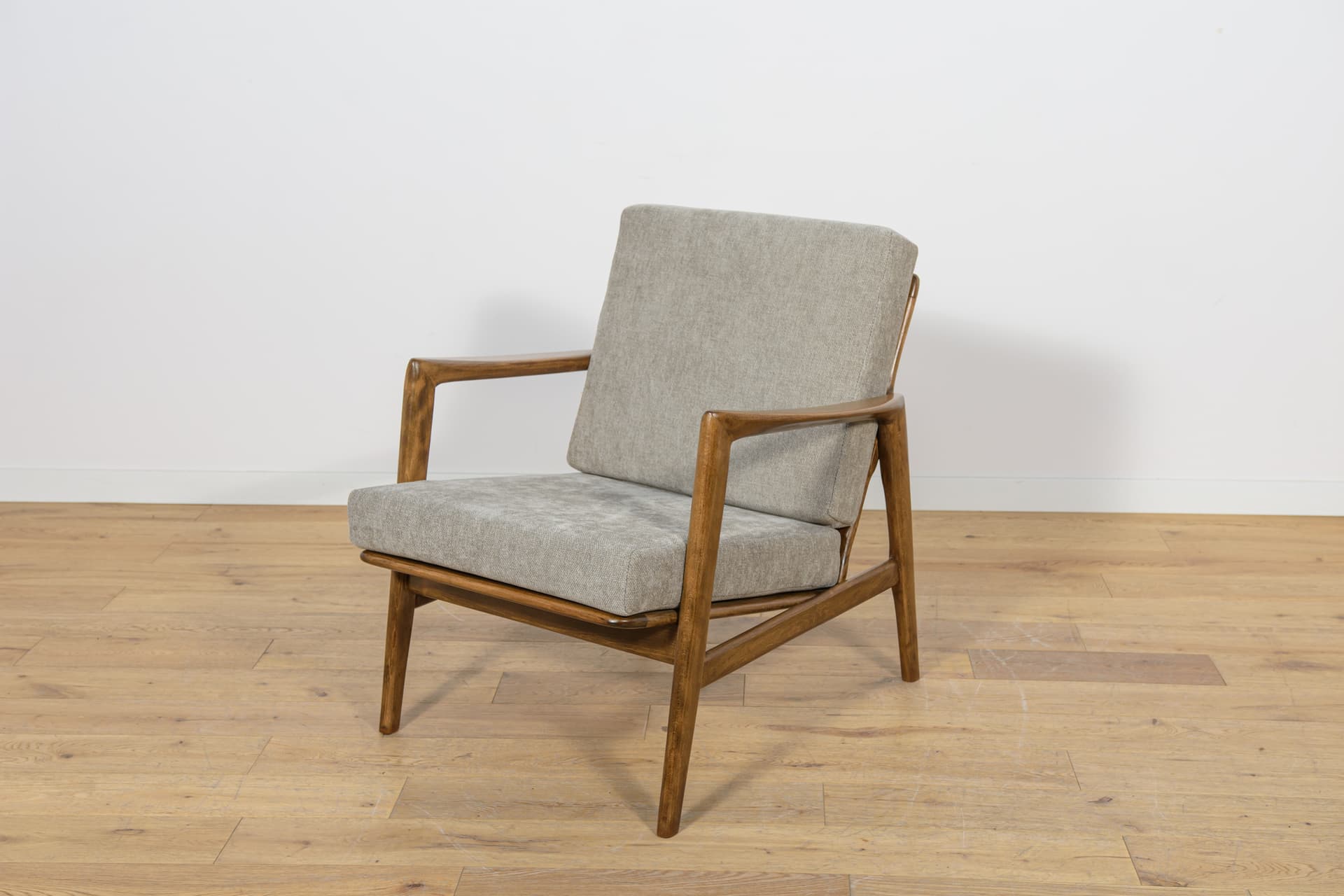 Armchair 300-139, grey, beech walnut, Swarzędzka Fabryka Mebli, Poland, 1960s. - 168378