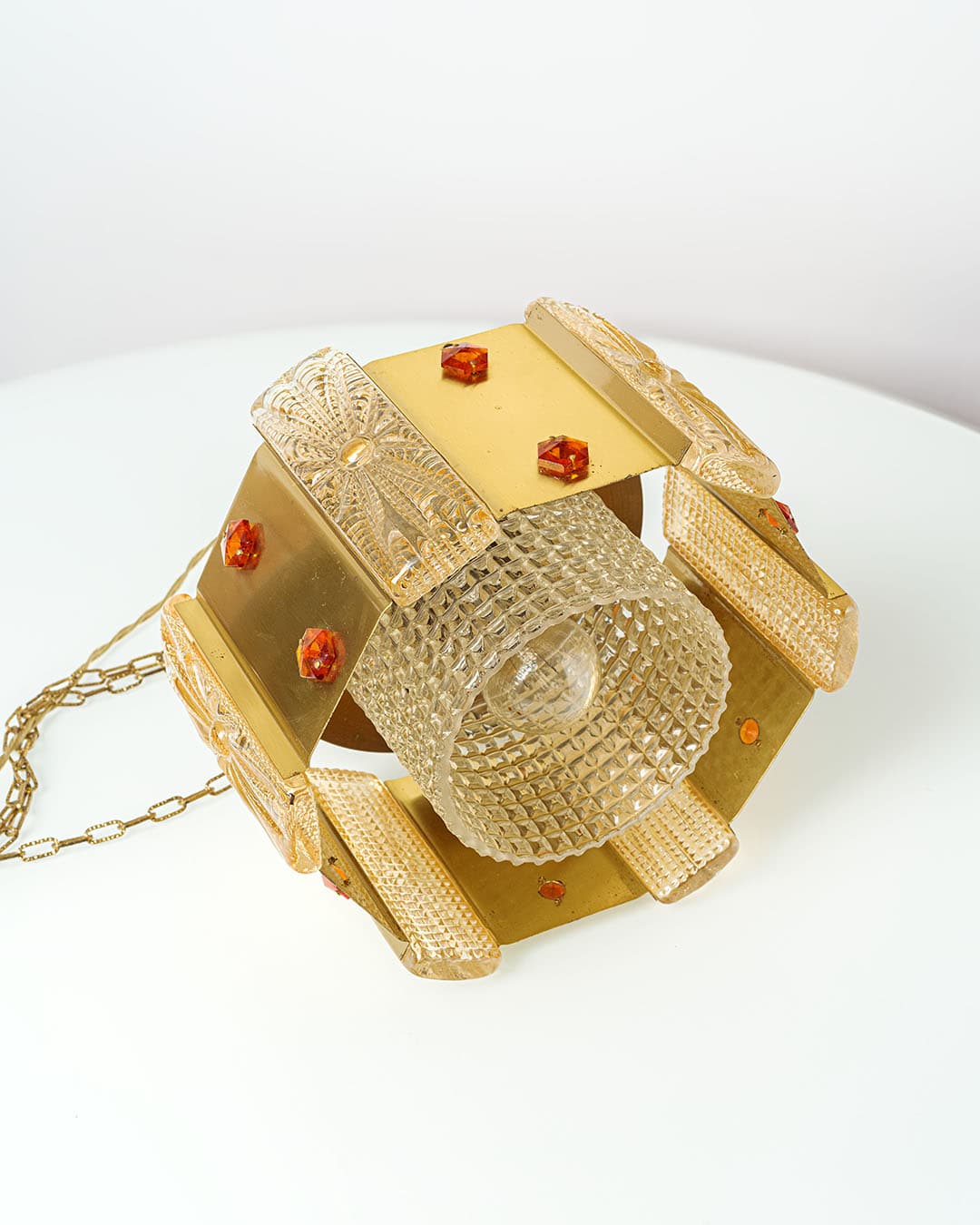 Pendant Lamp Aladdin, golden, metal glass, Vitrika, Denmark, 1960s. - 168428