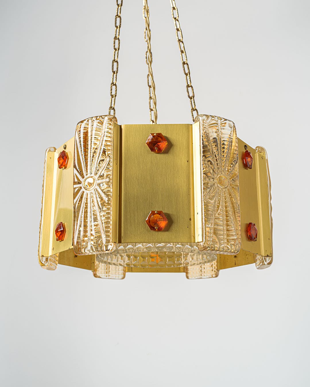 Pendant Lamp Aladdin, golden, metal glass, Vitrika, Denmark, 1960s. - 168424