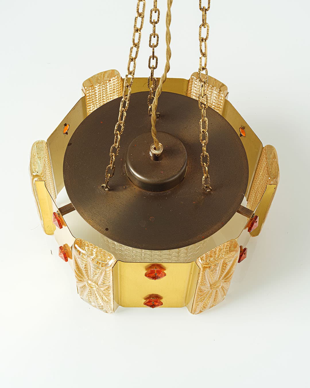 Pendant Lamp Aladdin, golden, metal glass, Vitrika, Denmark, 1960s. - 168426