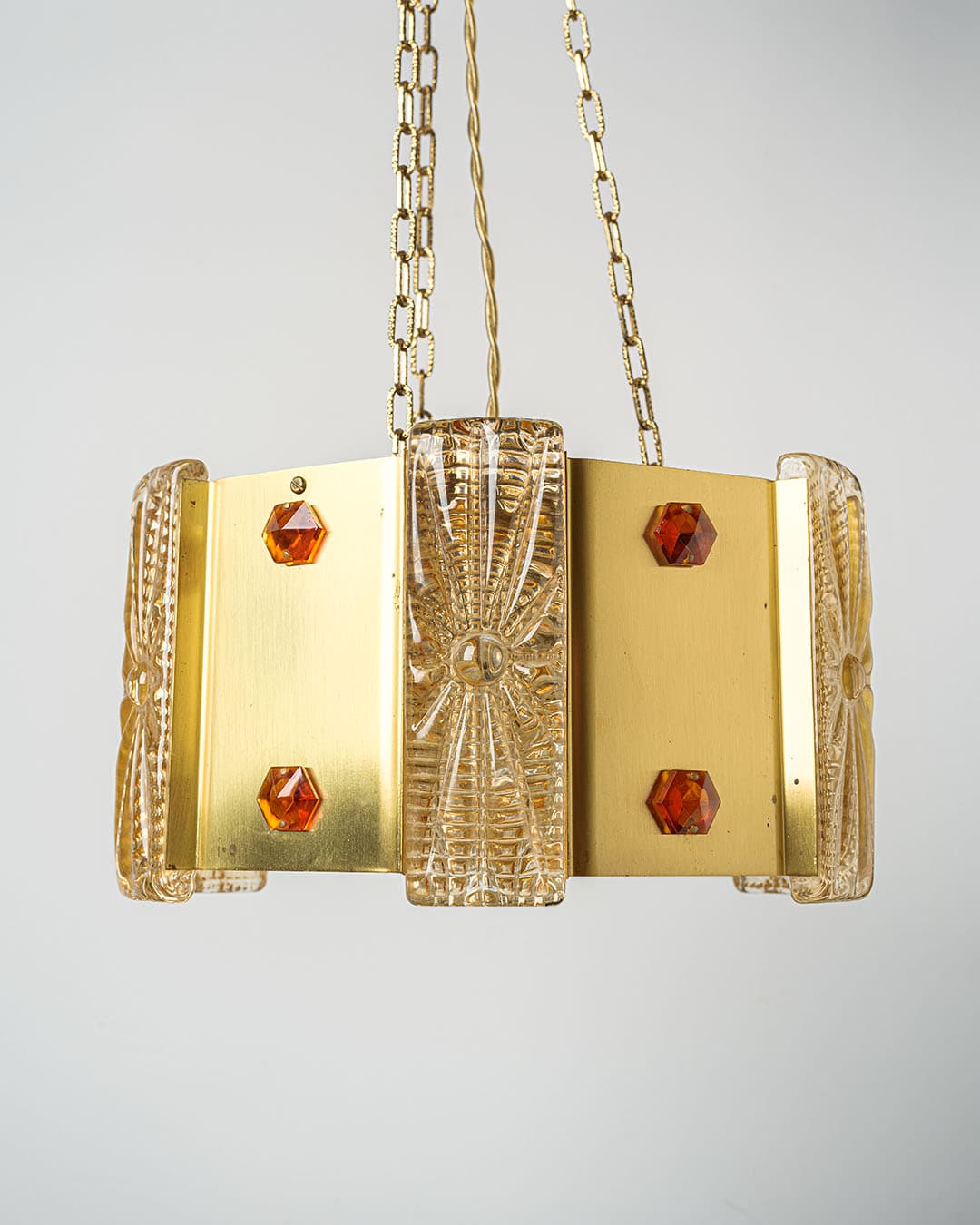 Pendant Lamp Aladdin, golden, metal glass, Vitrika, Denmark, 1960s. - 168423