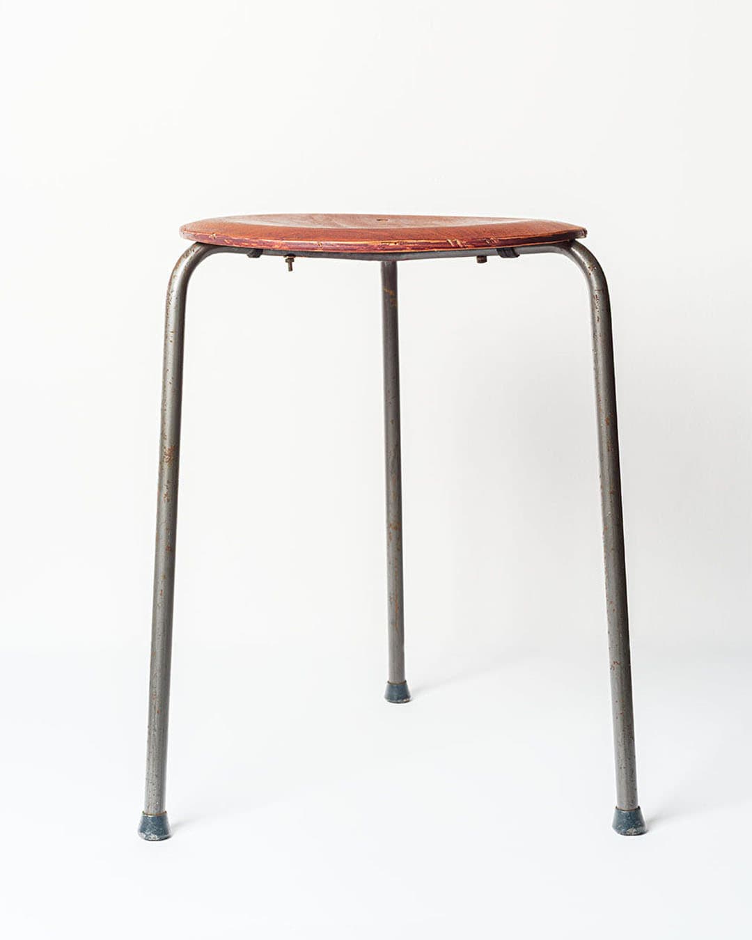 Taboret, teak brązowy, stal szara, Dania, lata 70. - 168471