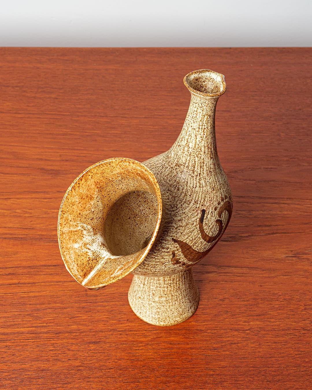 Rzeźba ptak, beżowy, ceramika szamotowa, Dania, lata 70. - 168486