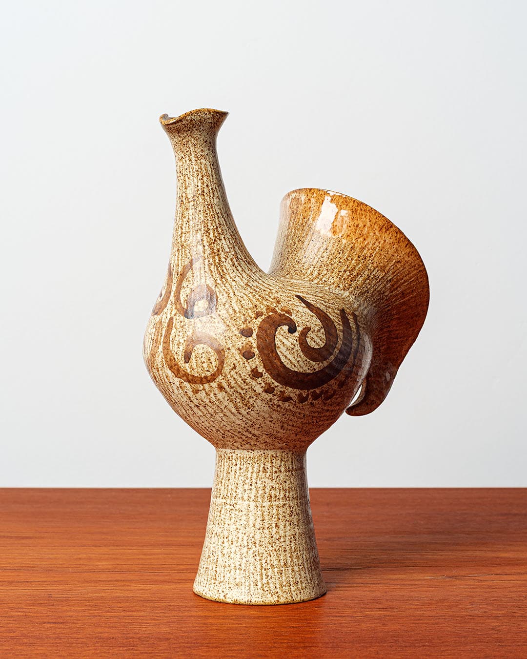 Rzeźba ptak, beżowy, ceramika szamotowa, Dania, lata 70. - 168488