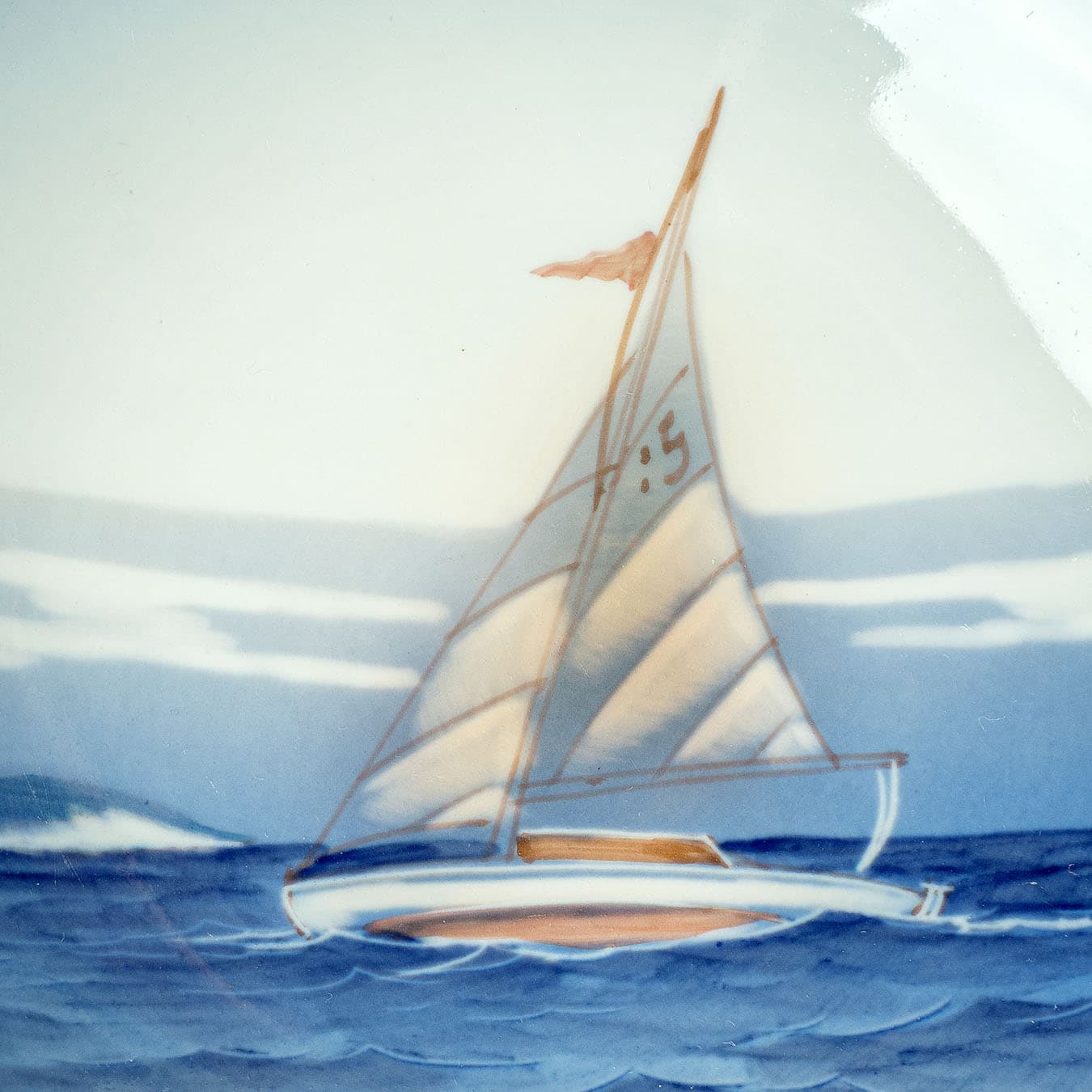 Talerz z motywem morskim, niebieski, porcelana, Royal Copenhagen, Dania, lata 70. - 168501