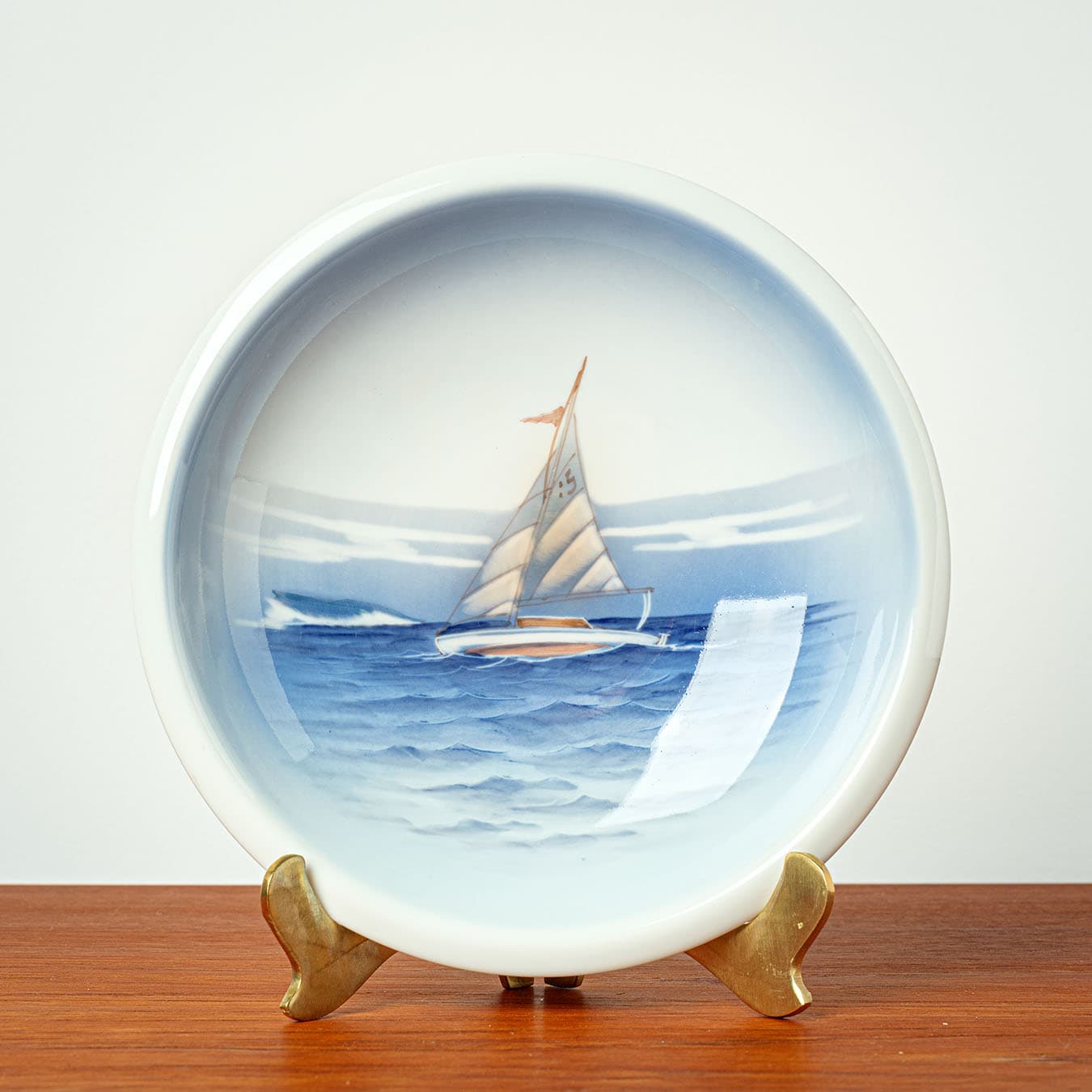 Talerz z motywem morskim, niebieski, porcelana, Royal Copenhagen, Dania, lata 70. - 168498