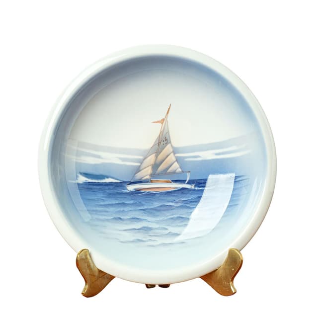 Talerz z motywem morskim, niebieski, porcelana, Royal Copenhagen, Dania, lata 70. - WYMIARY