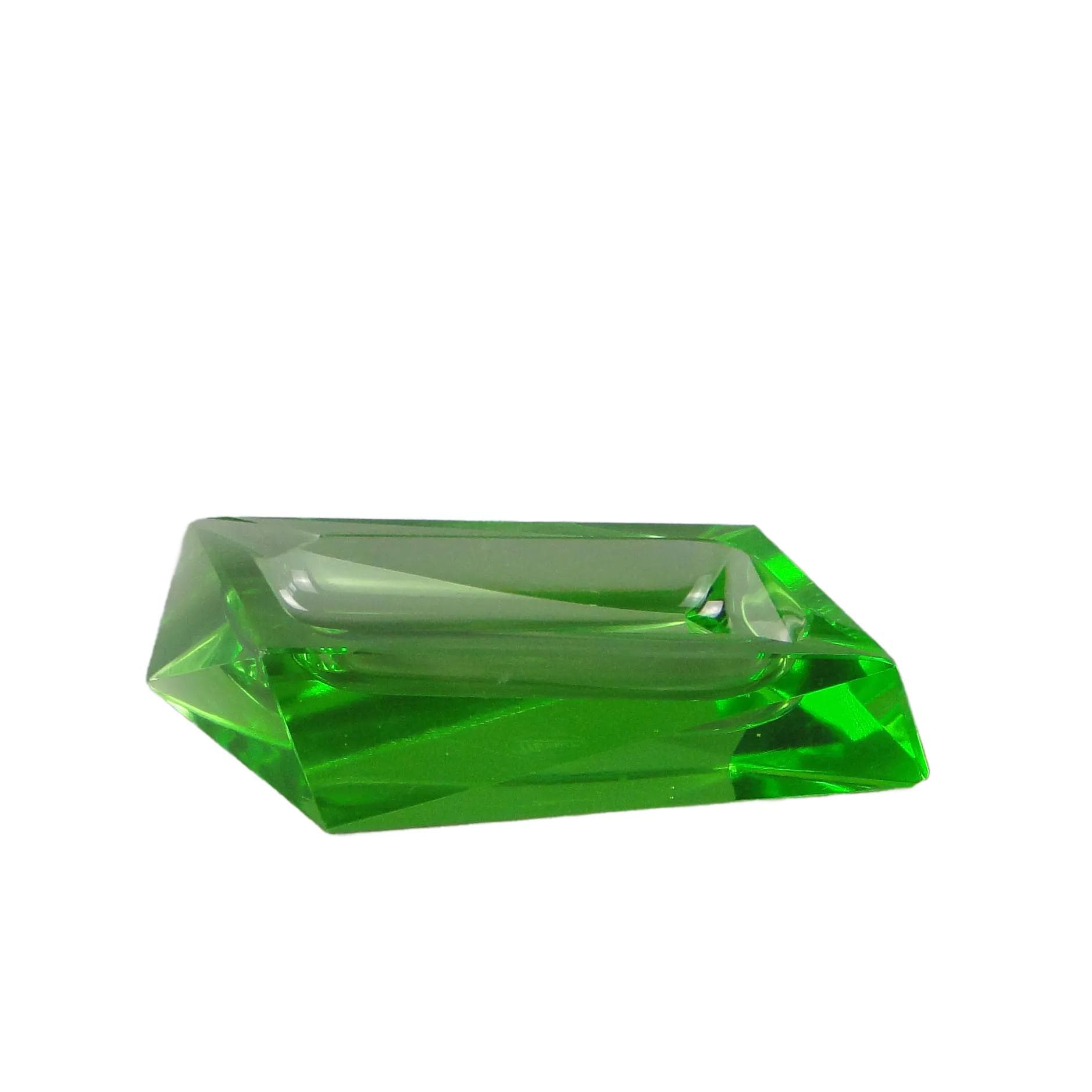 Popielniczka Art Deco, kryształ zielony, Moser, Czechy, lata 30.