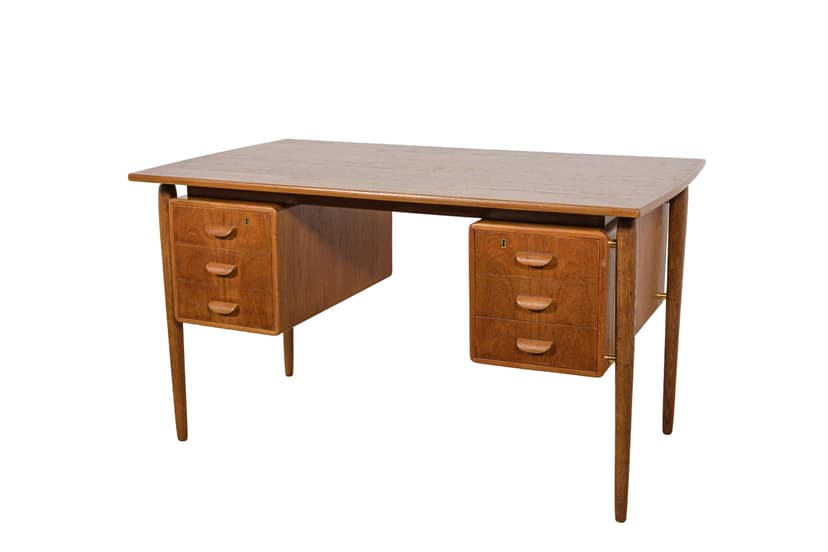 Desk, free-standing, light brown oak, Denmark, 1960s