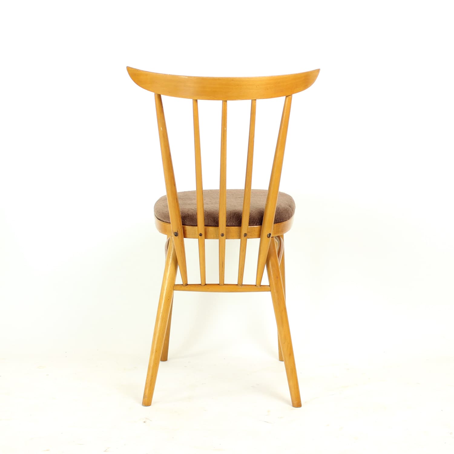 Zestaw czterech krzeseł do jadalni, dąb brązowy jasny, velvet brązowy, Tatra Nabytok, Czechosłowacja, lata 60. - 168733