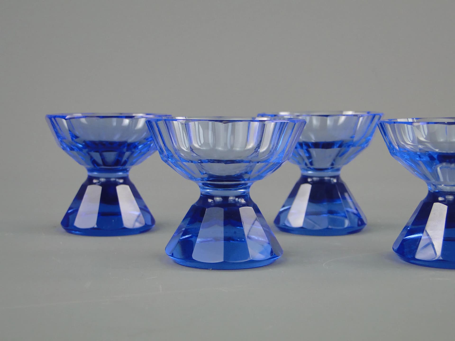 Set of glasses, Art Deco, blue crystal, Czech Republic, 1920s - 10975