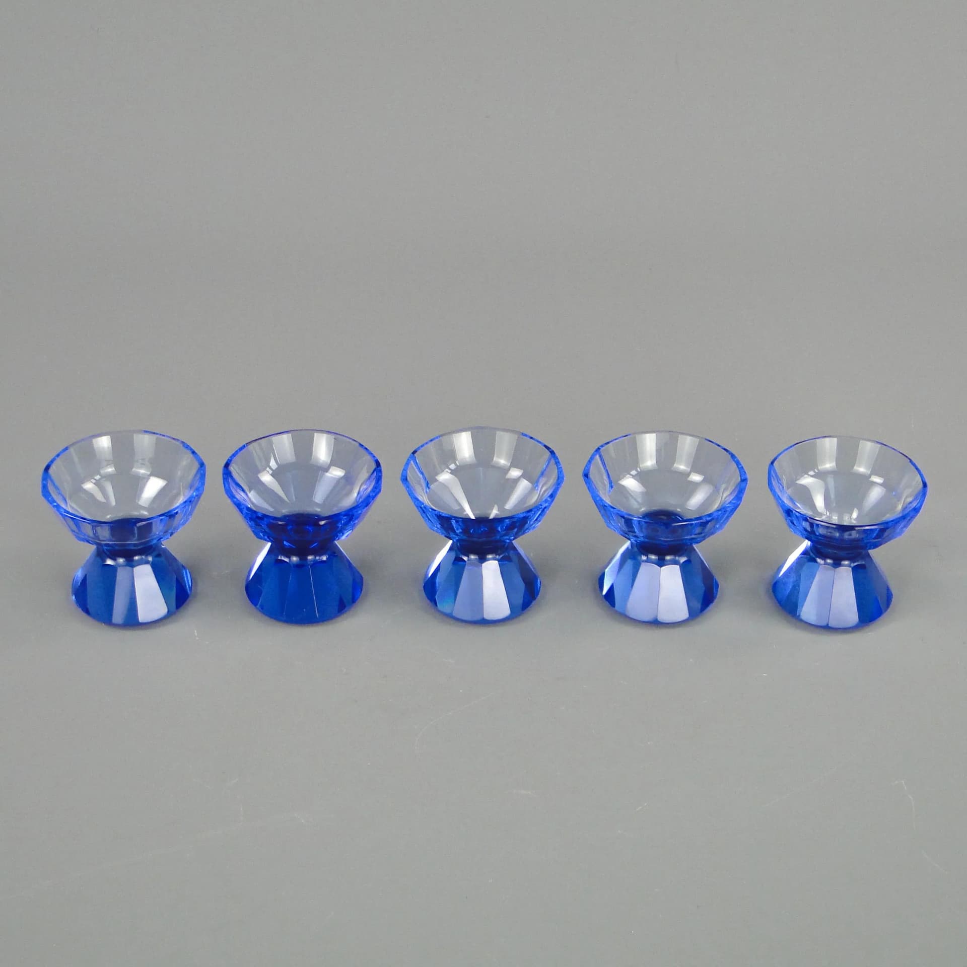 Set of glasses, Art Deco, blue crystal, Czech Republic, 1920s - 10972