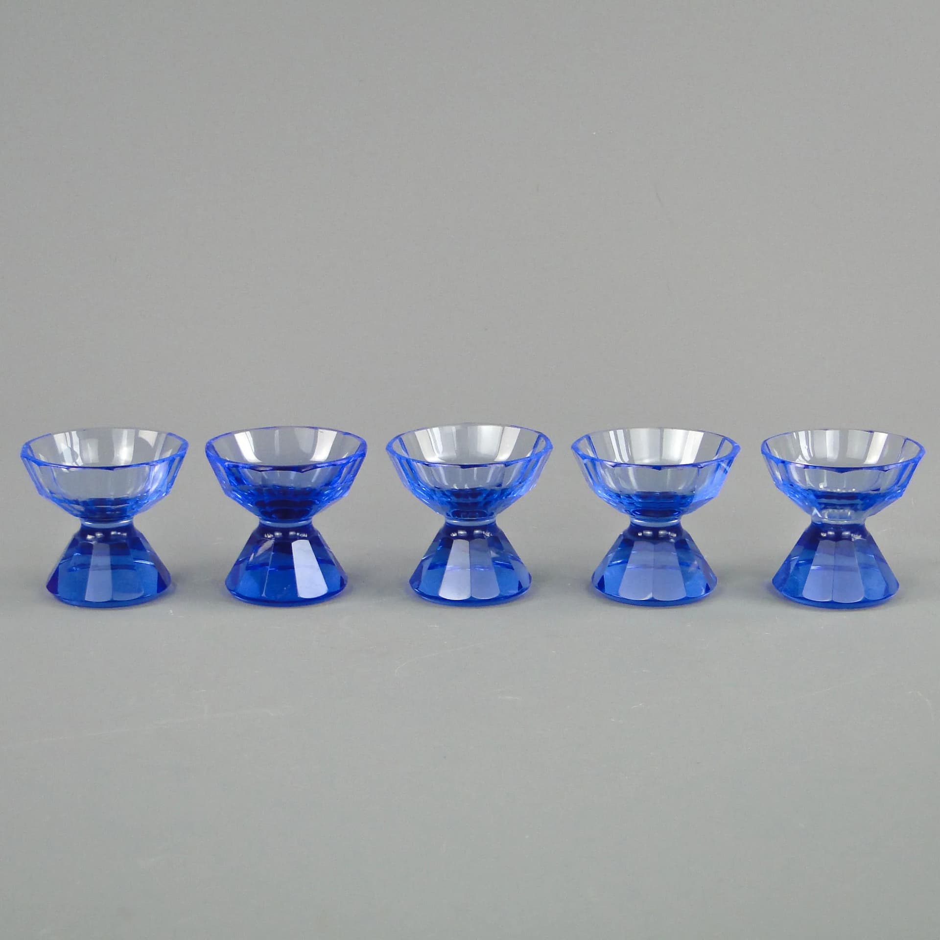 Set of glasses, Art Deco, blue crystal, Czech Republic, 1920s - 10971