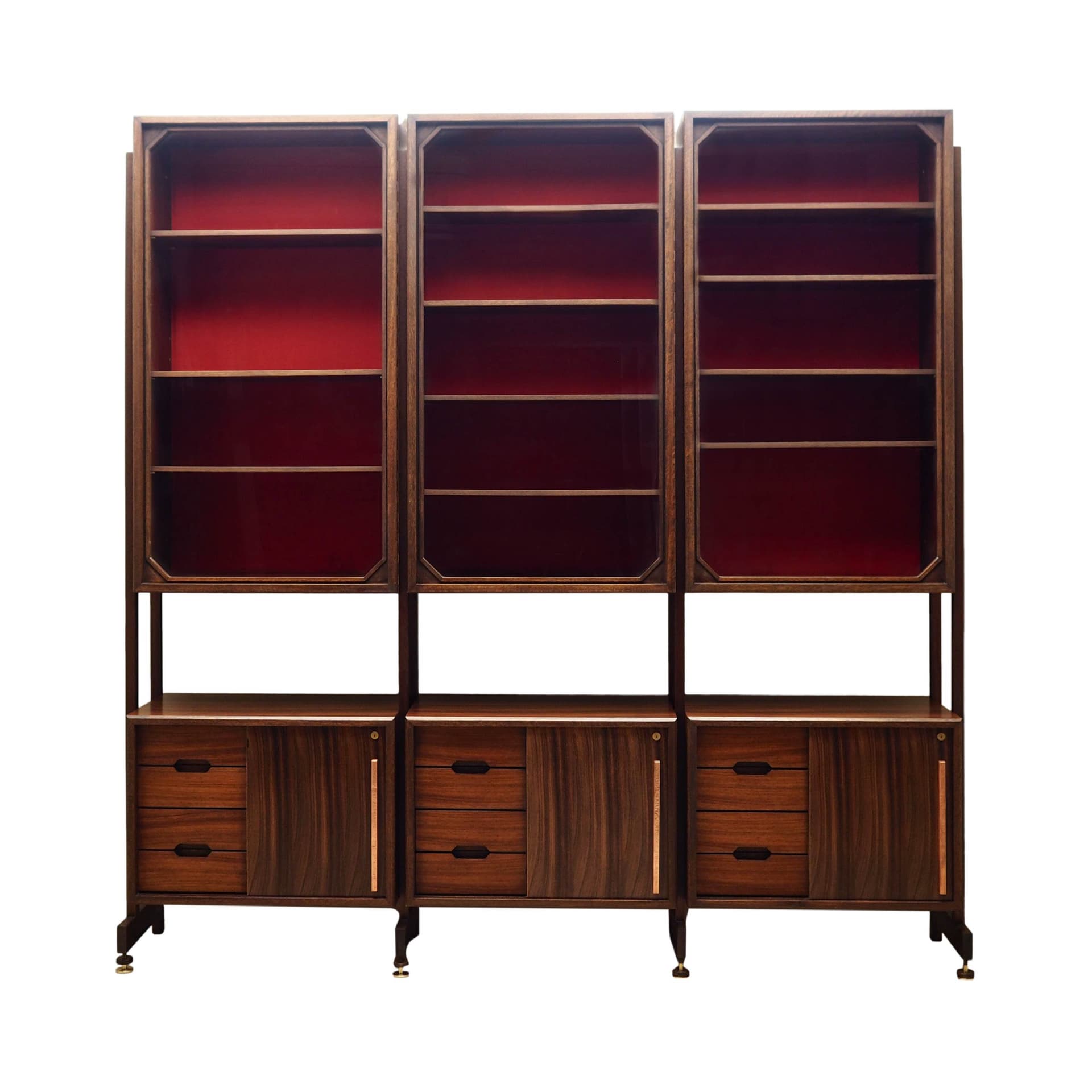 Regał systemowy, palisander brąz ciemny, Włochy, lata 60.