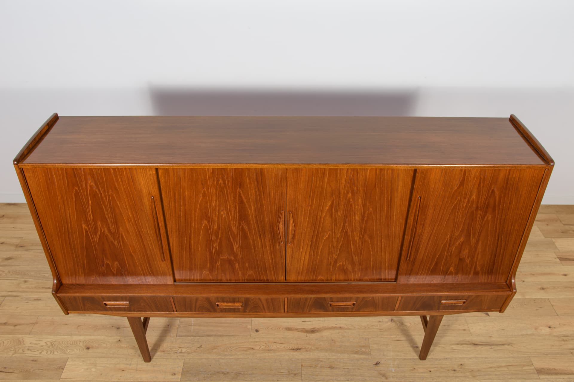 Komoda highboard, teak brązowy, Farso Mobelfabrik, Dania, lata 60. - 168799