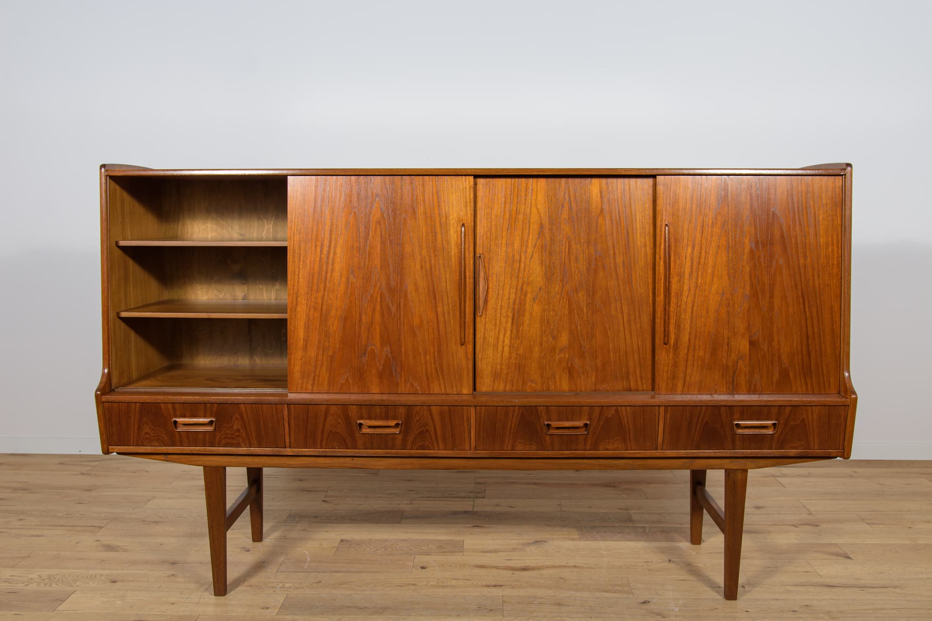 Komoda highboard, teak brązowy, Farso Mobelfabrik, Dania, lata 60. - 168804