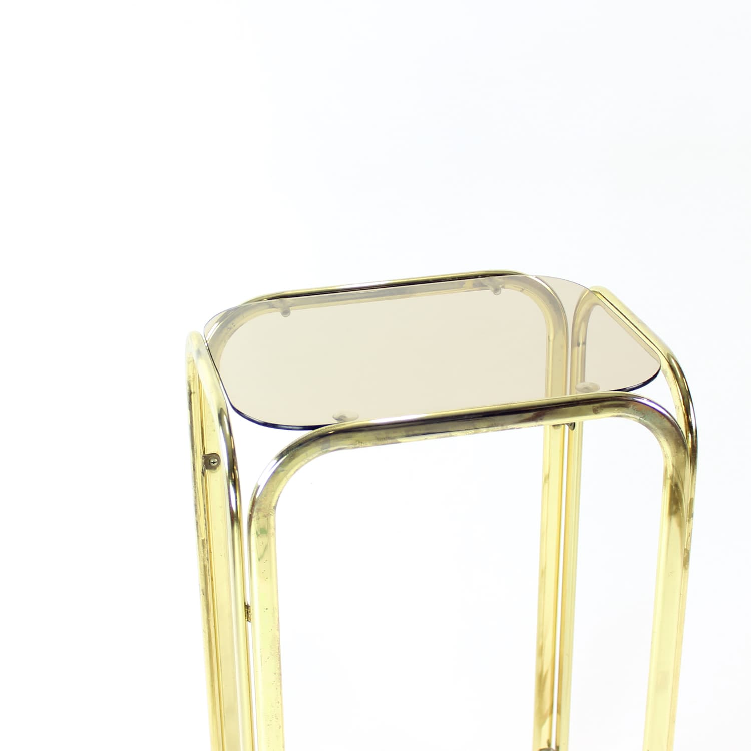 Side table, golden brass, smoked glass, Czechoslovakia, 1970s. - 168892