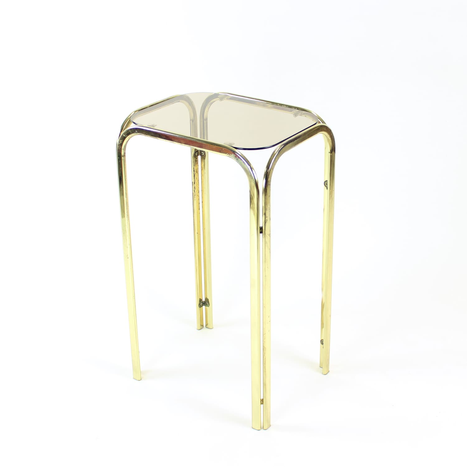 Side table, golden brass, smoked glass, Czechoslovakia, 1970s. - 168885