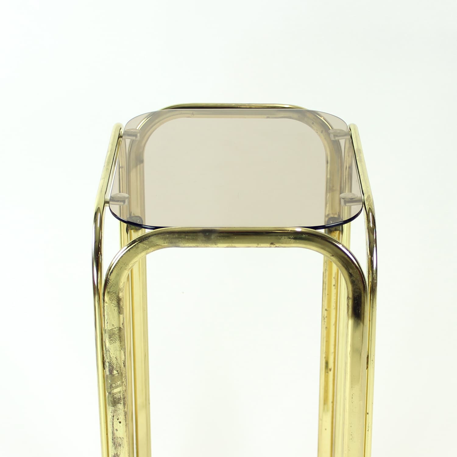 Side table, golden brass, smoked glass, Czechoslovakia, 1970s. - 168888
