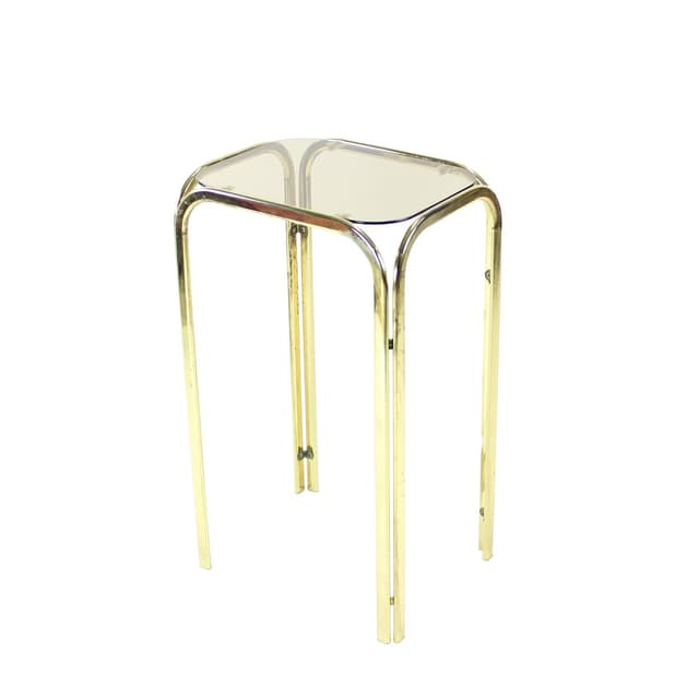 Side table, golden brass, smoked glass, Czechoslovakia, 1970s. - DIMENSION