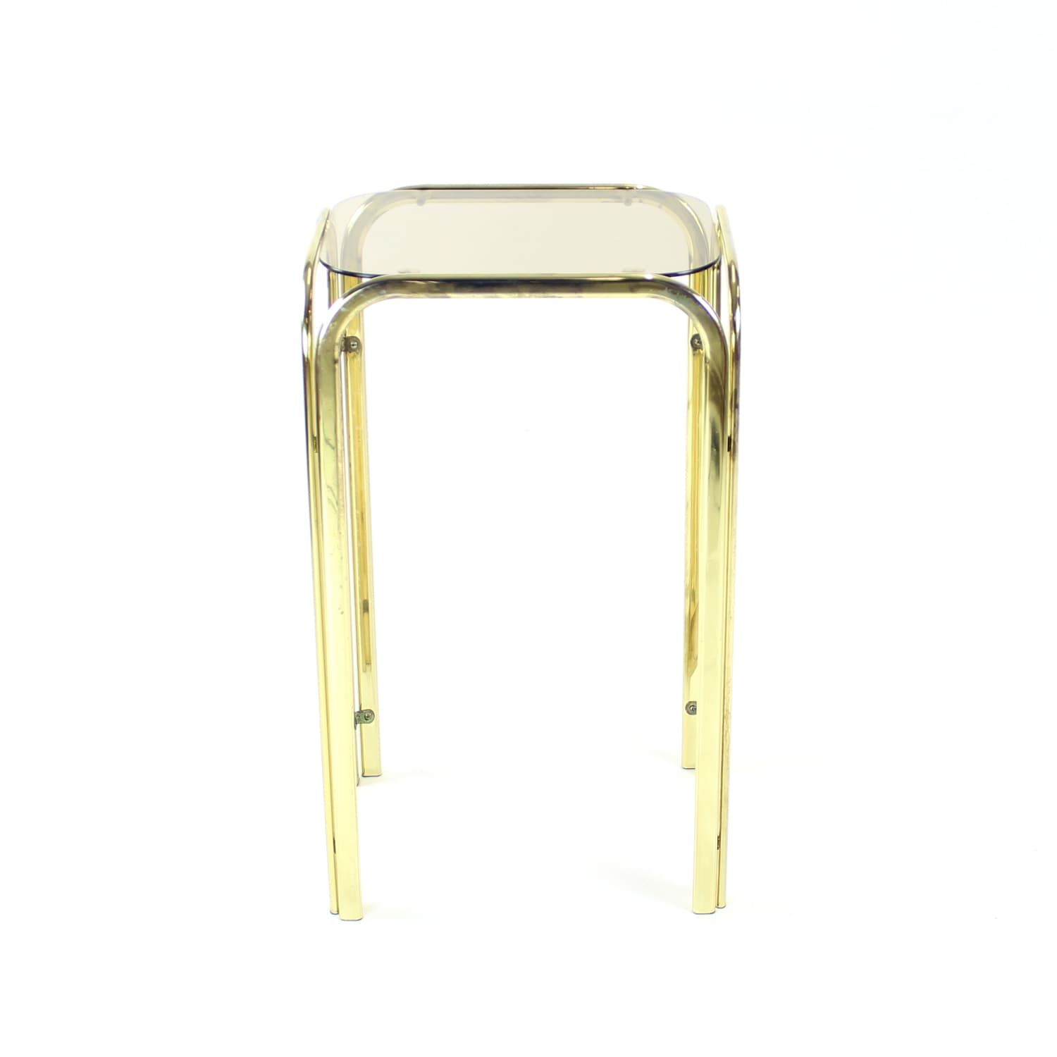 Side table, golden brass, smoked glass, Czechoslovakia, 1970s. - 168891