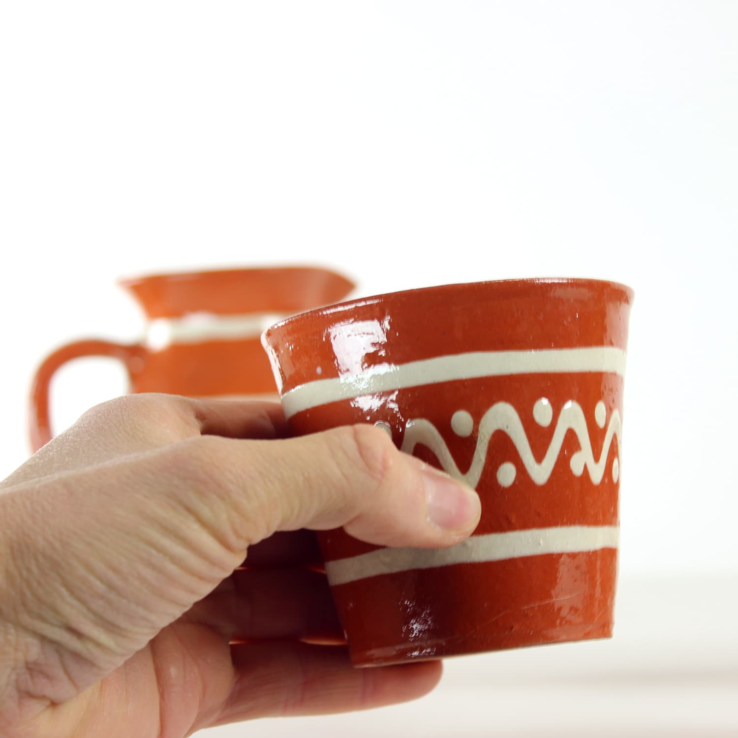 Komplet do napojów, ceramika brązowy ciemny, Czechy, lata 60. - 168949