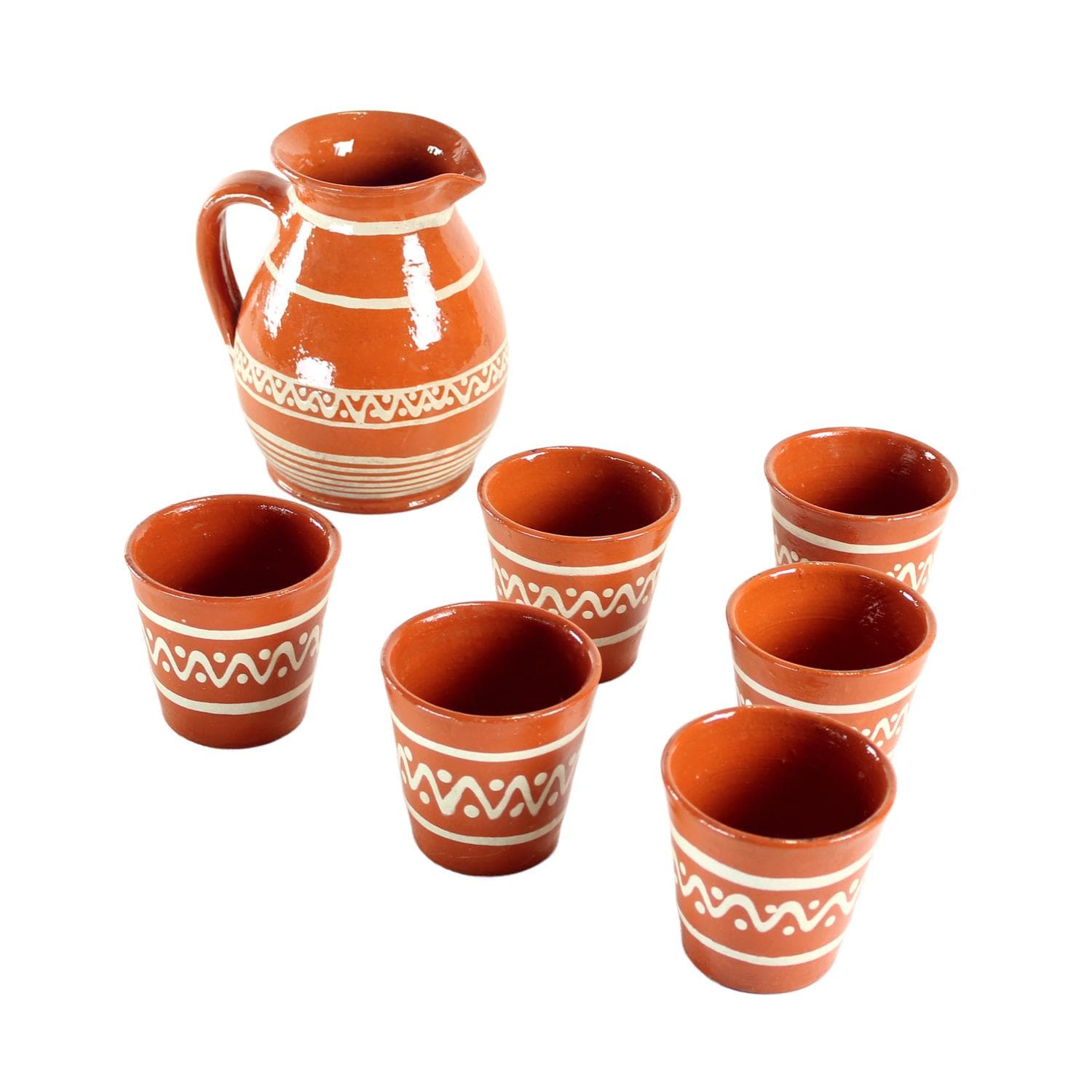 Komplet do napojów, ceramika brązowy ciemny, Czechy, lata 60.