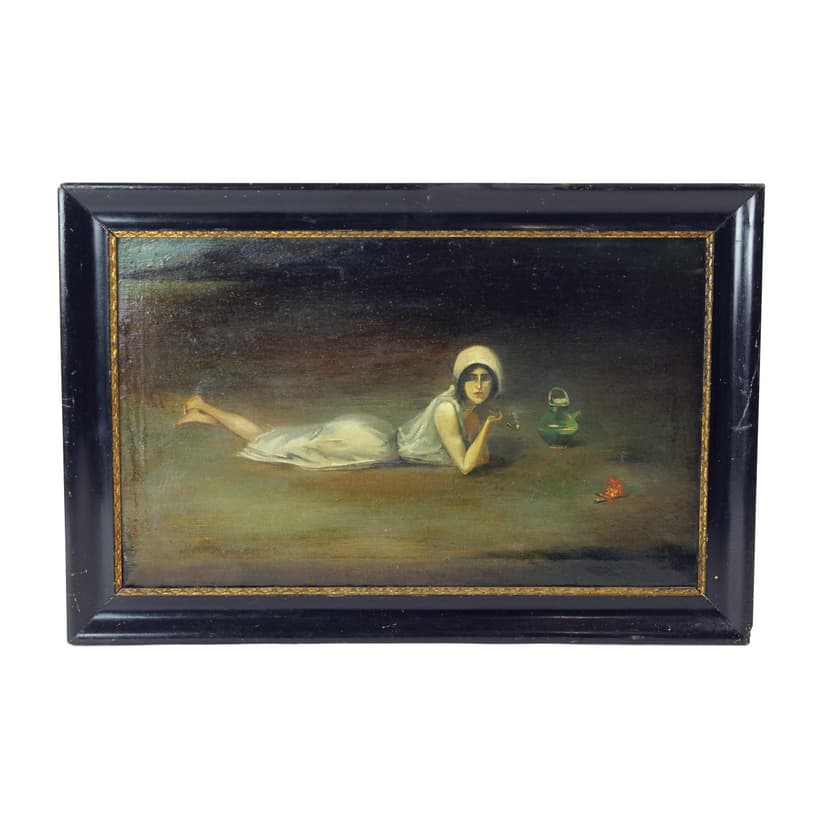 Oil Painting, Maroon, Czechoslovakia, 1940s