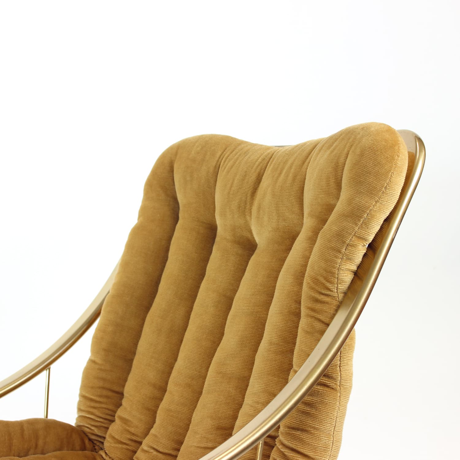 Chair, golden corduroy, golden metal, Italy, 1970s. - 168983