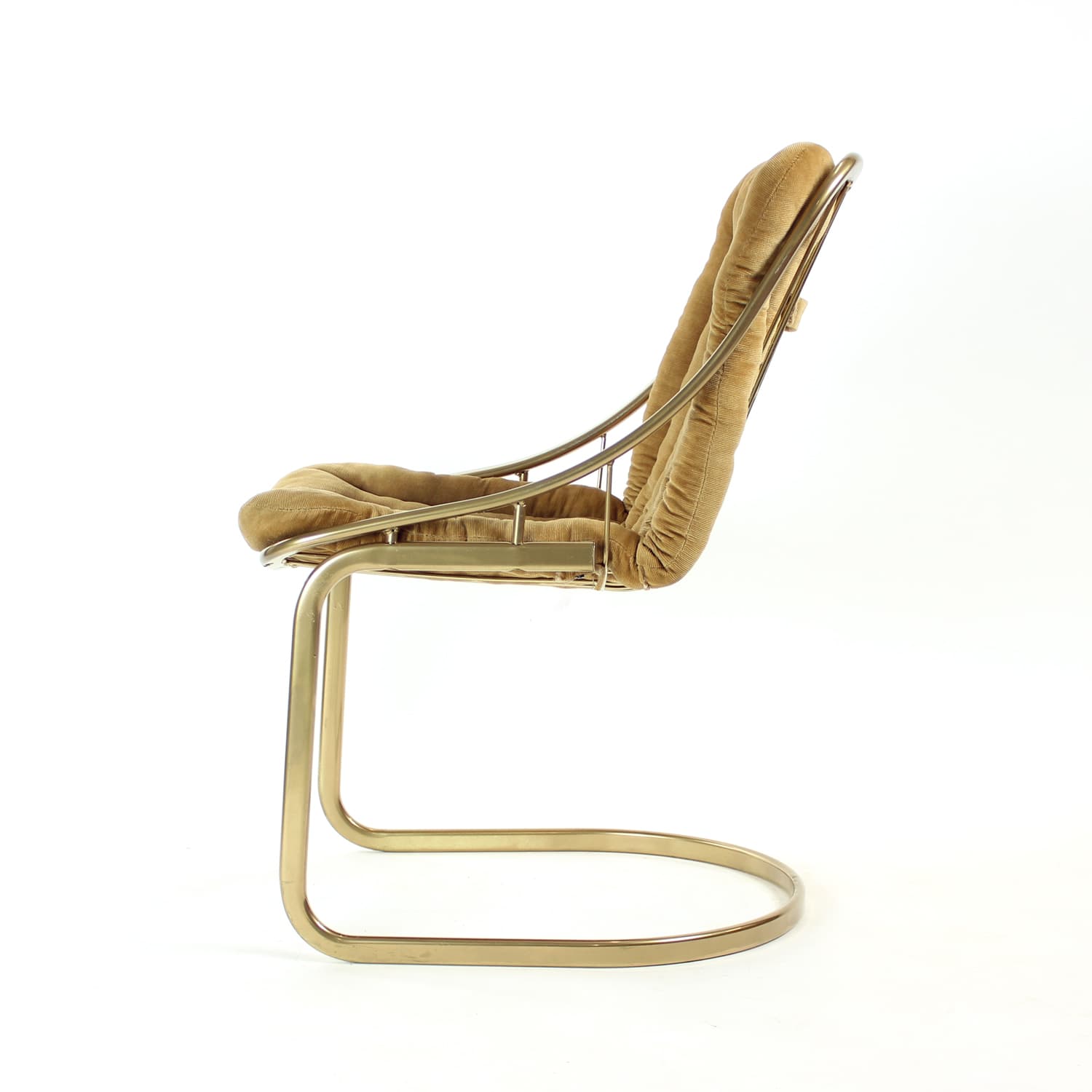 Chair, golden corduroy, golden metal, Italy, 1970s. - 168975