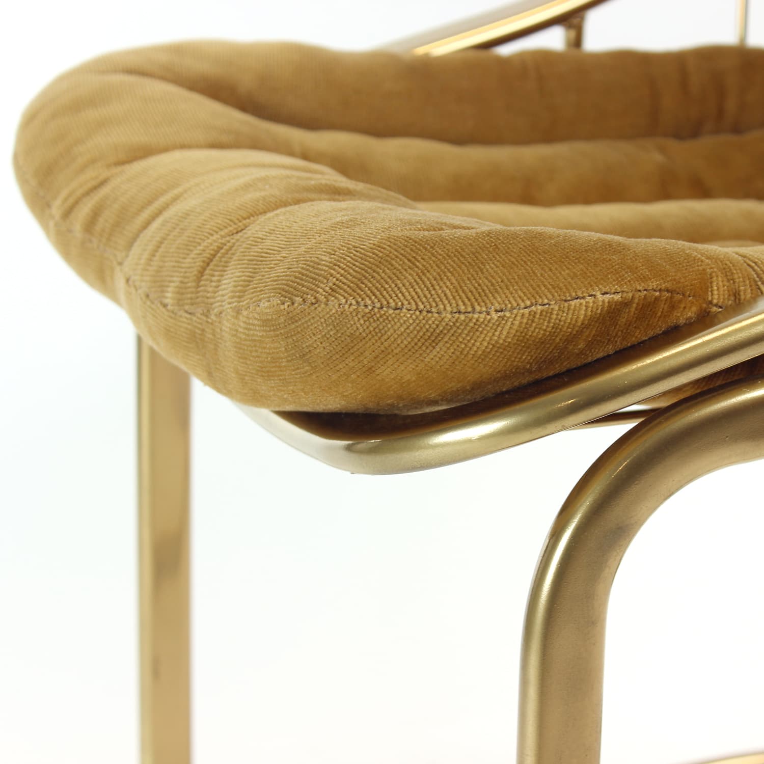 Chair, golden corduroy, golden metal, Italy, 1970s. - 168981