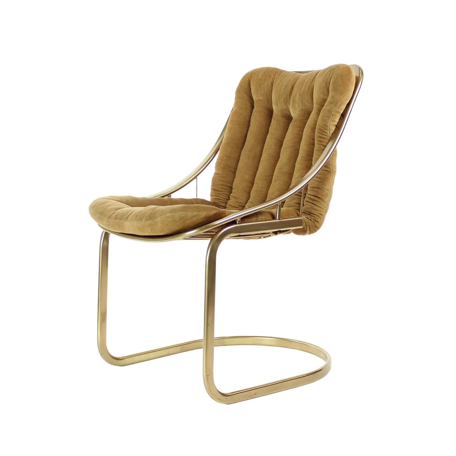 Chair, golden corduroy, golden metal, Italy, 1970s.