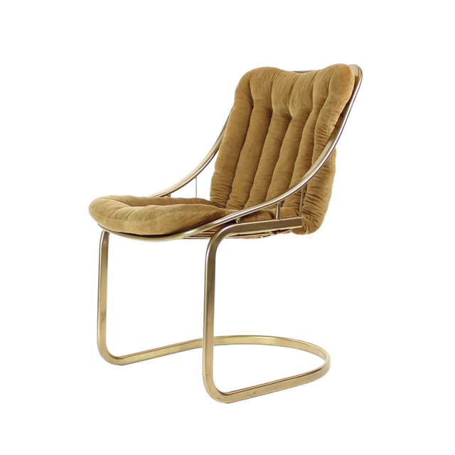 Chair, golden corduroy, golden metal, Italy, 1970s. - DIMENSION