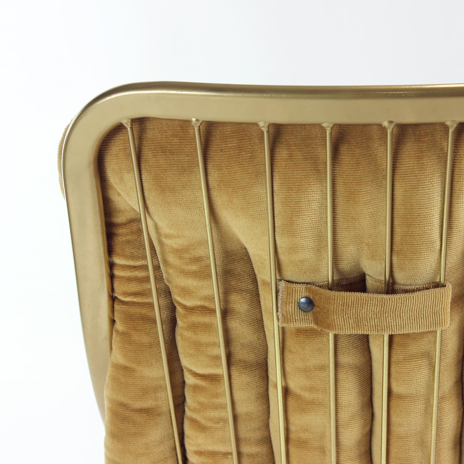 Chair, golden corduroy, golden metal, Italy, 1970s. - 168986
