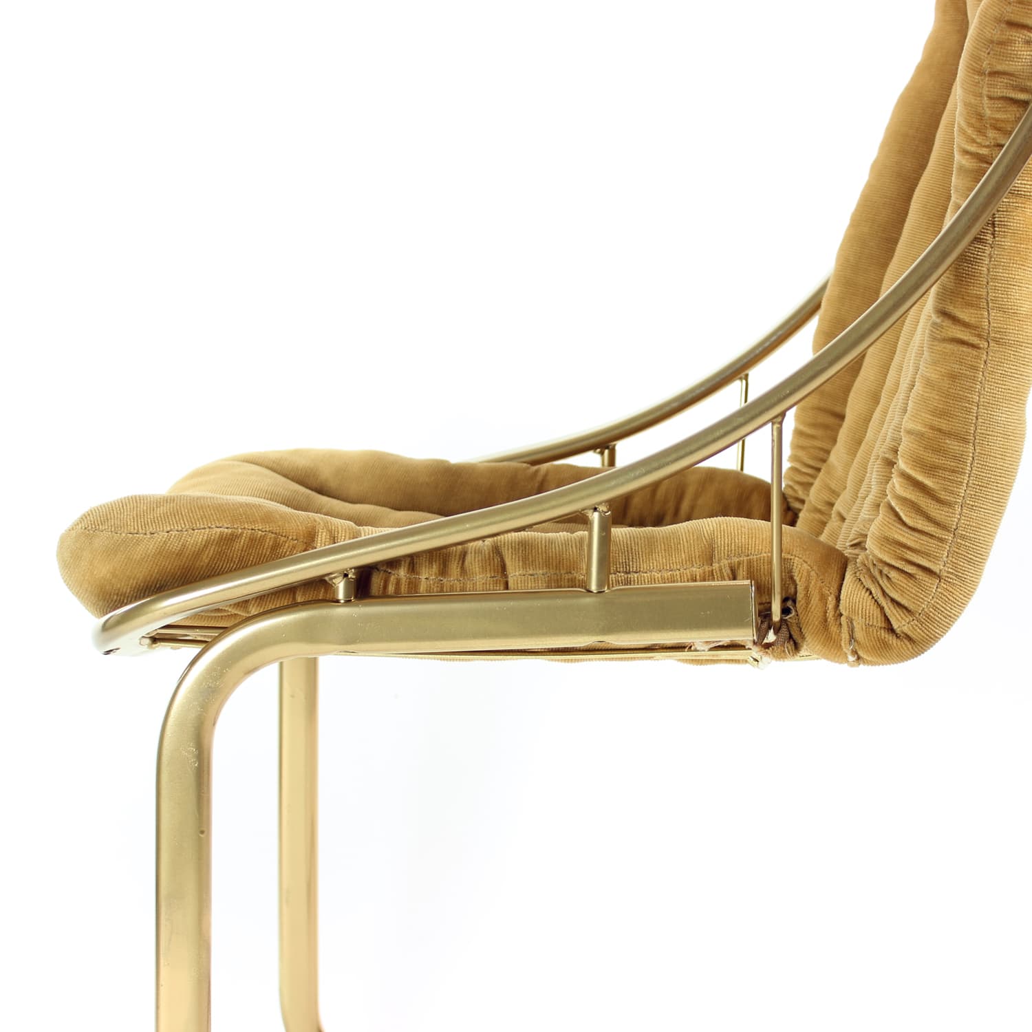 Chair, golden corduroy, golden metal, Italy, 1970s. - 168979