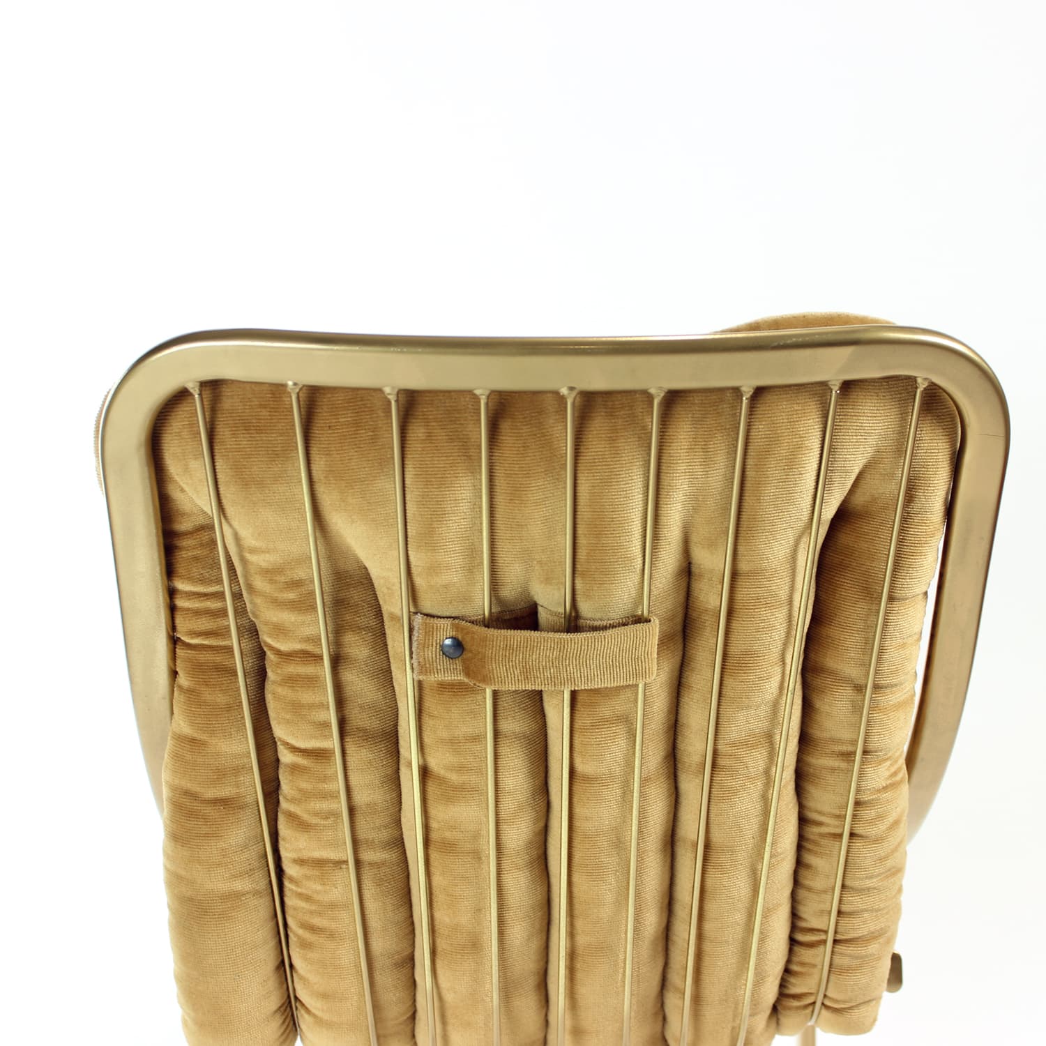Chair, golden corduroy, golden metal, Italy, 1970s. - 168984