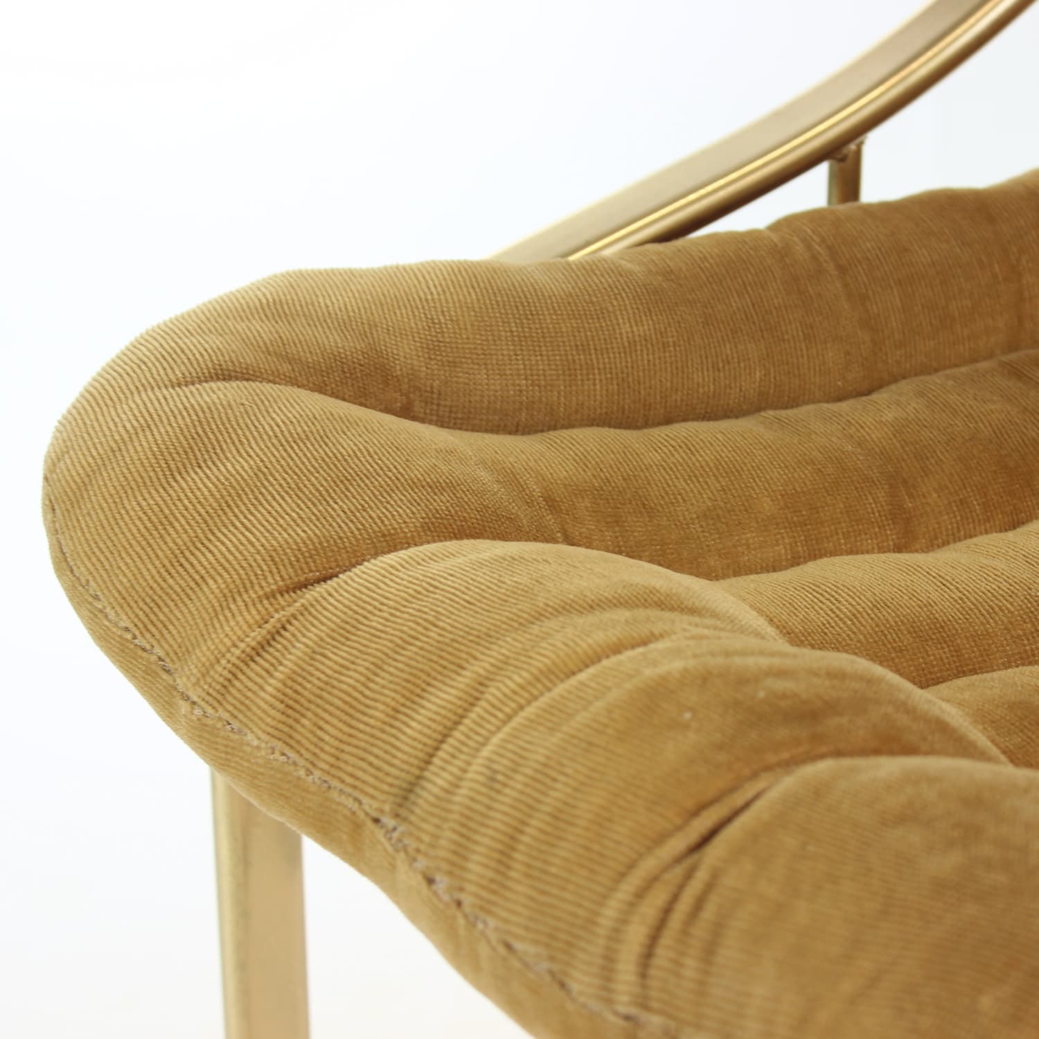 Chair, golden corduroy, golden metal, Italy, 1970s. - 168982