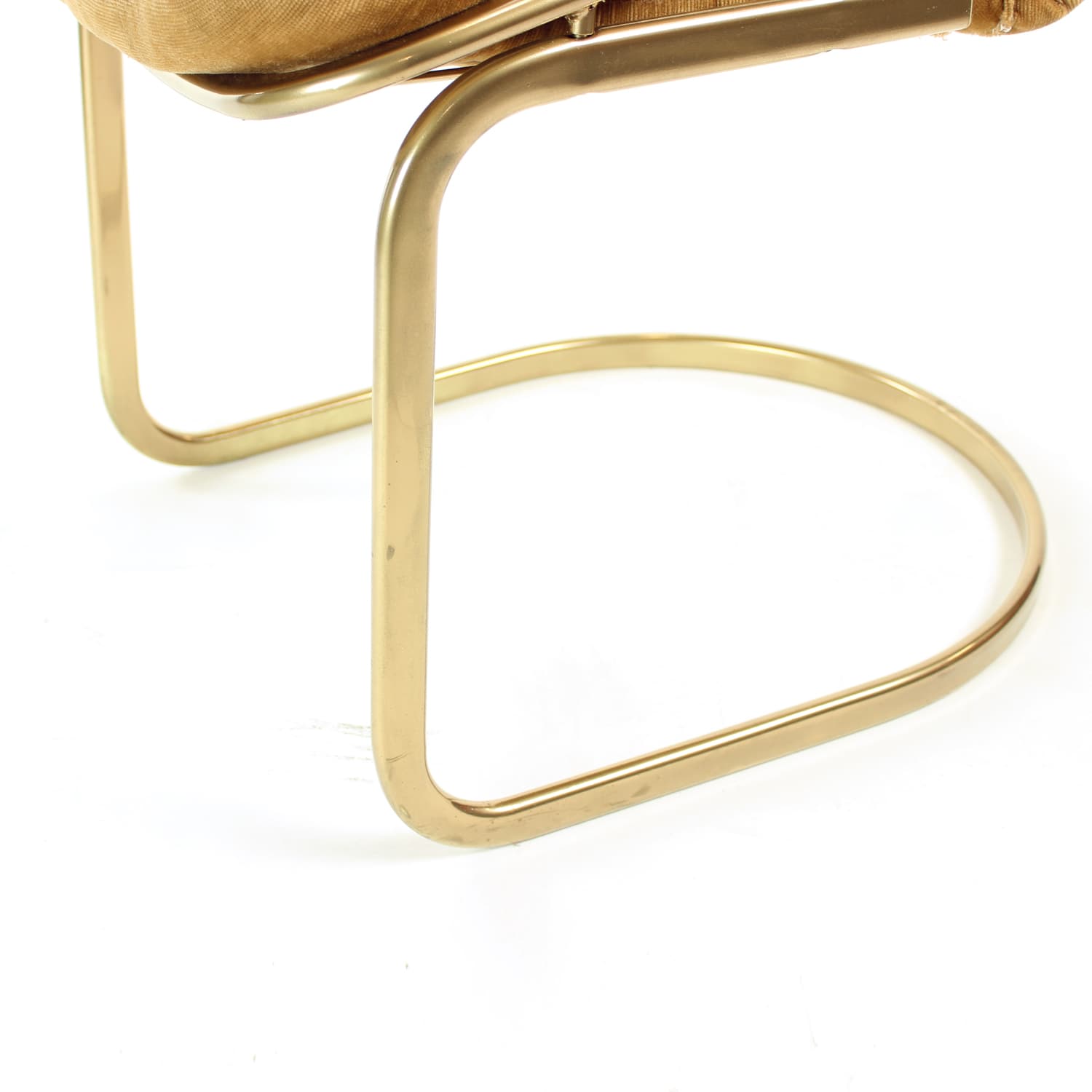 Chair, golden corduroy, golden metal, Italy, 1970s. - 168978