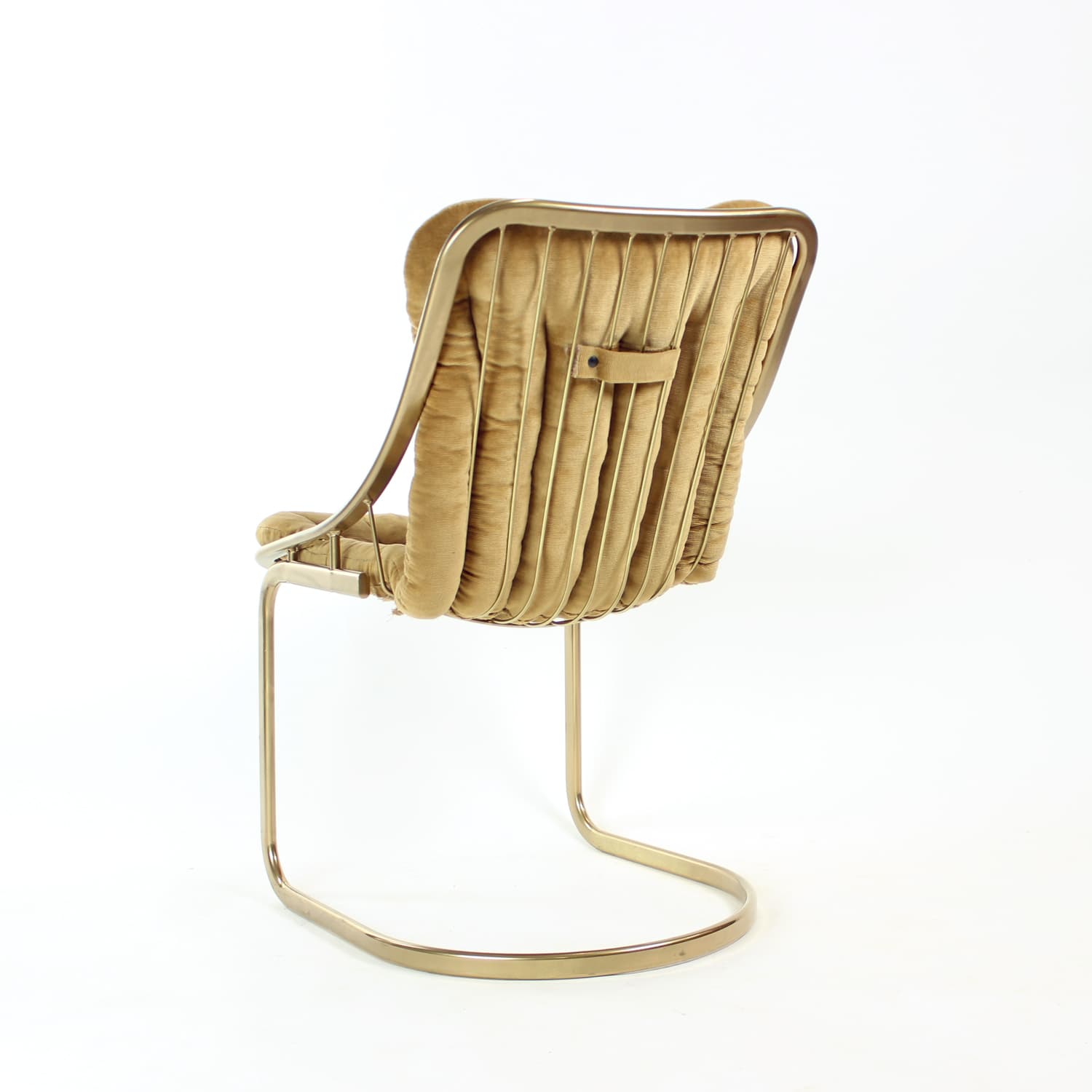 Chair, golden corduroy, golden metal, Italy, 1970s. - 168974