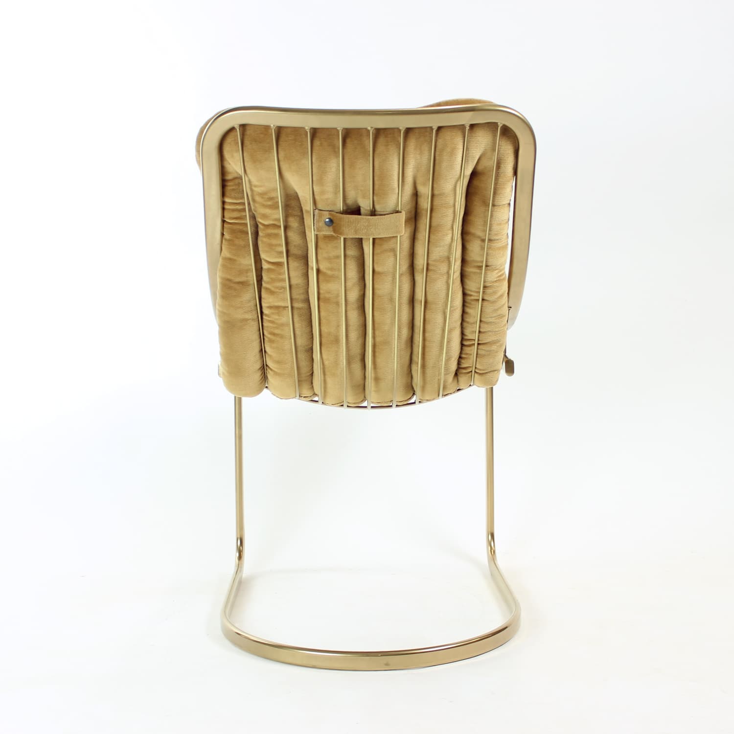 Chair, golden corduroy, golden metal, Italy, 1970s. - 168976