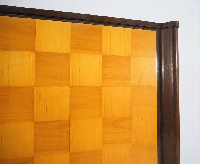 Sekretarzyk Art déco, brąz jasny, drewno, proj. J. Halabala, Czechy, lata 30. - 169078