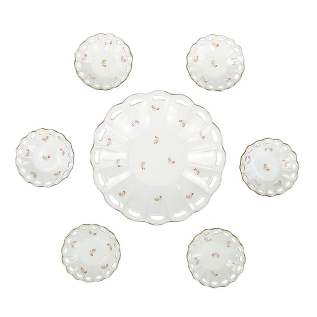 Preserve set, Art Deco, ivory white porcelain, Ćmielów, Poland, 1930s. - DIMENSION