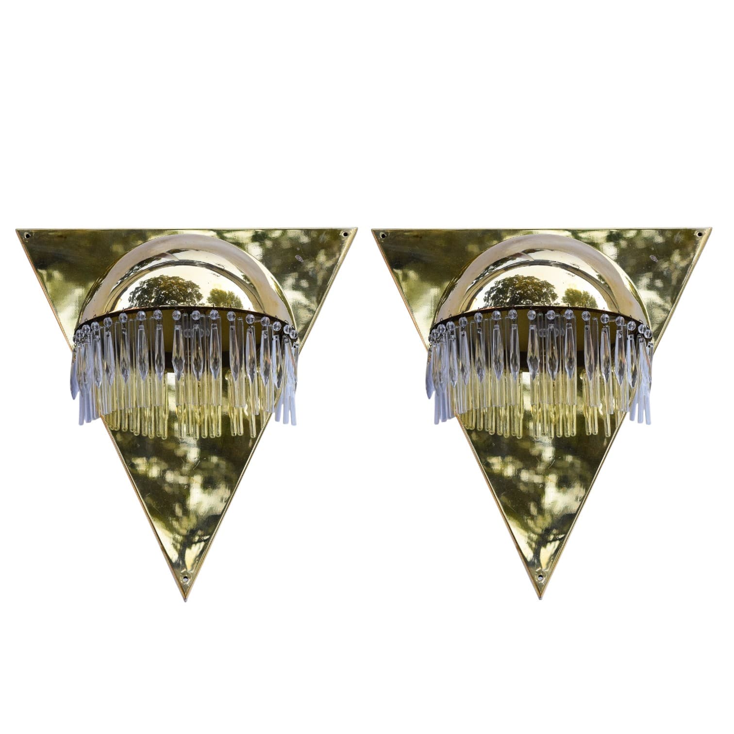 Para dużych kinkietów z kryształkami w stylu Art Deco