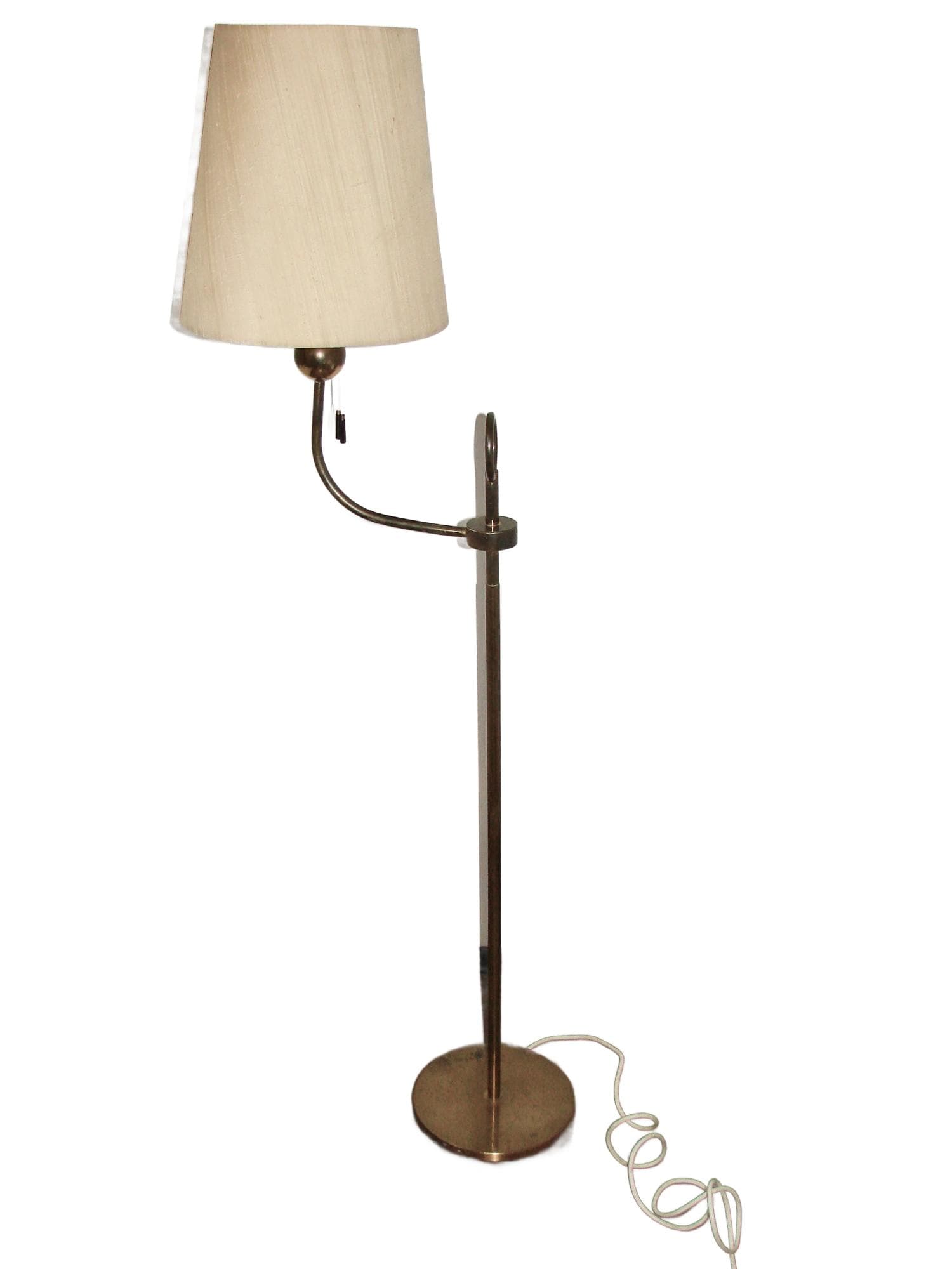 Lampa podłogowa Art Deco, złoty, mosiądz, lata 50.