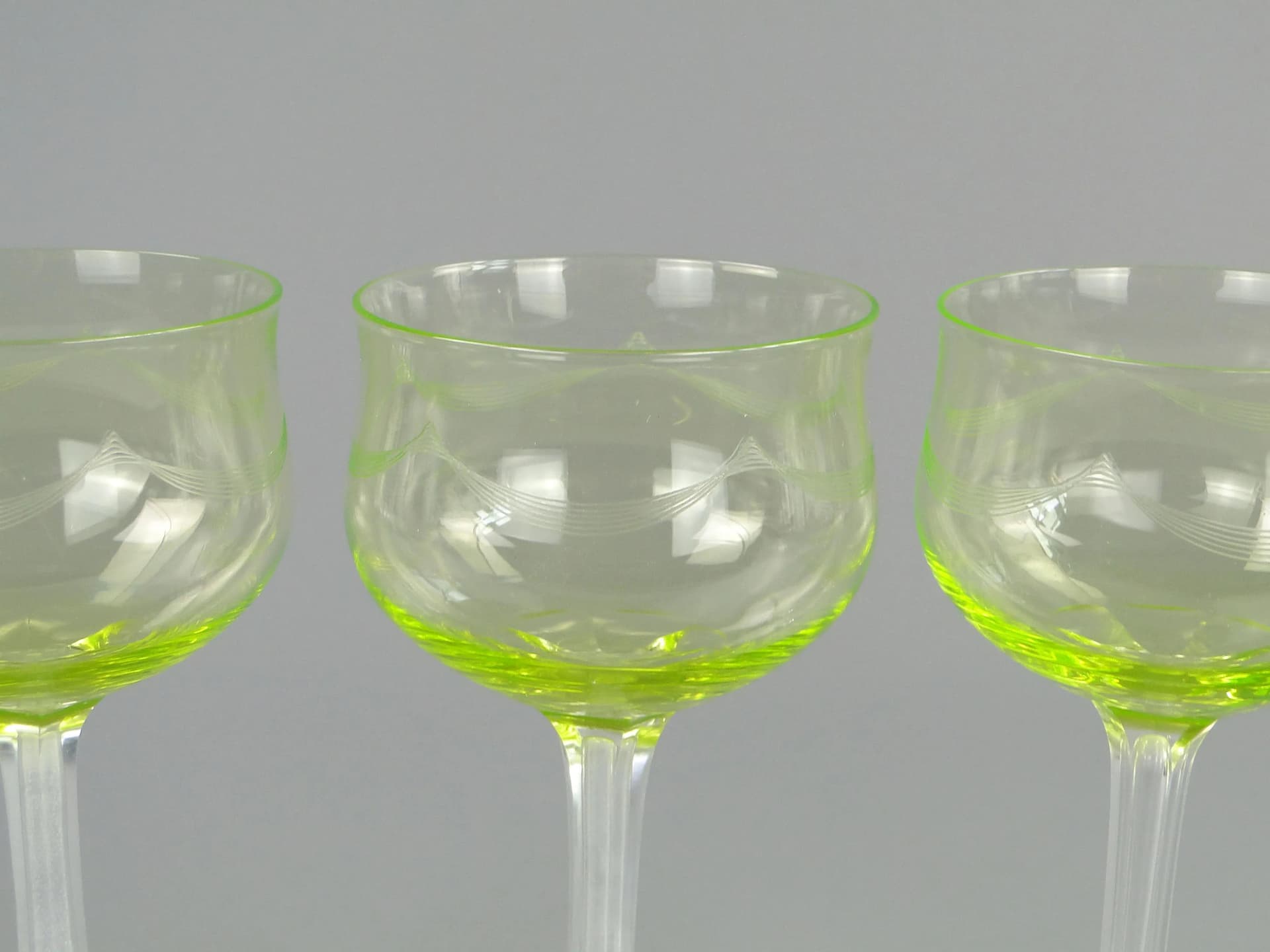 Uranowe kielichy secesyjne, Huta Józefina, Polska, lata 1900. - 11197