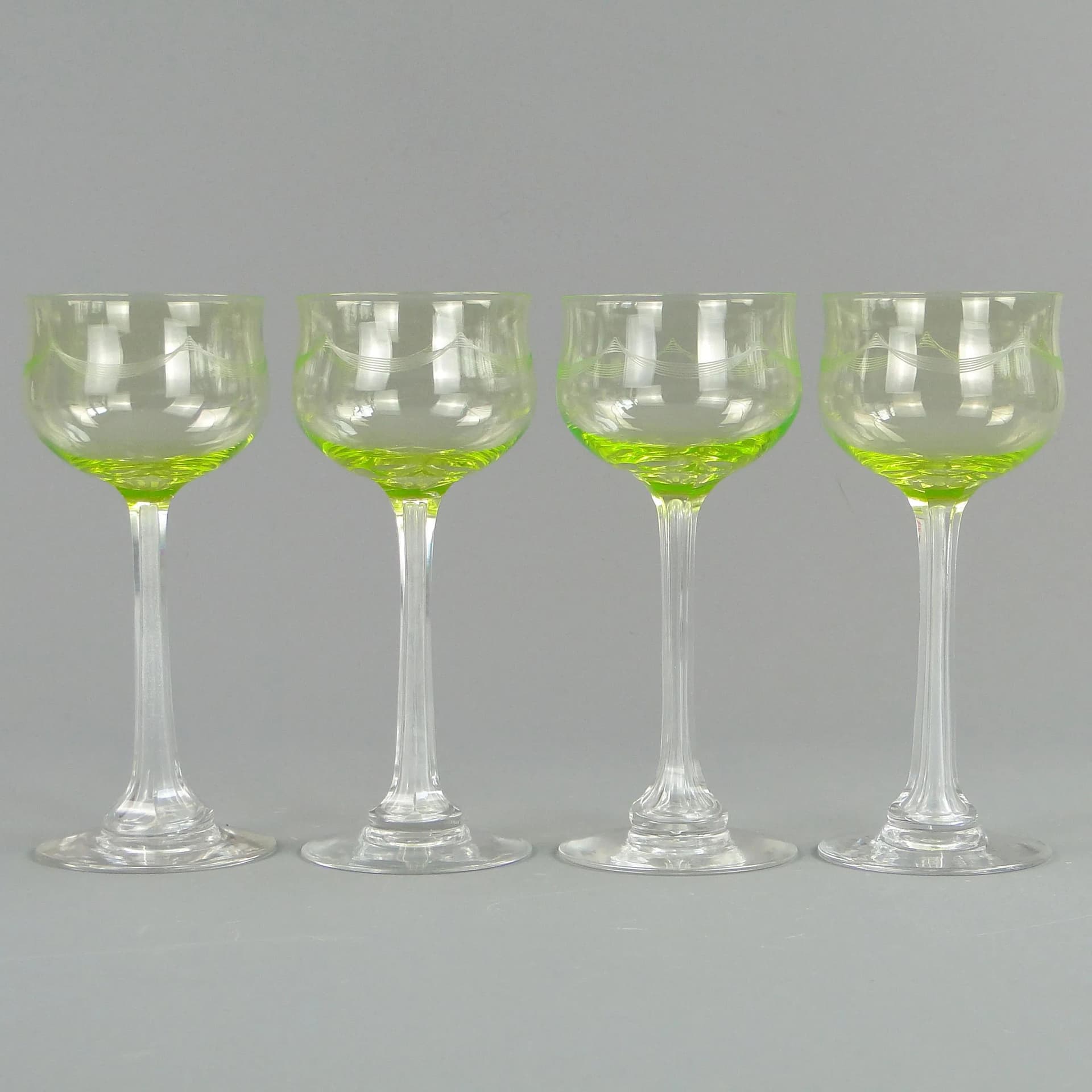 Uranowe kielichy secesyjne, Huta Józefina, Polska, lata 1900. - 11201