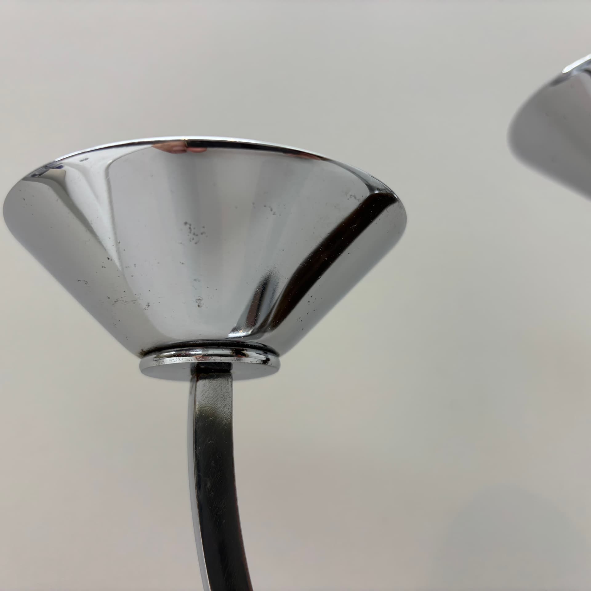 Świecznik Bauhaus, chromowana stal srebrna, drewno brązowe, Niemcy, lata 70. - 169438